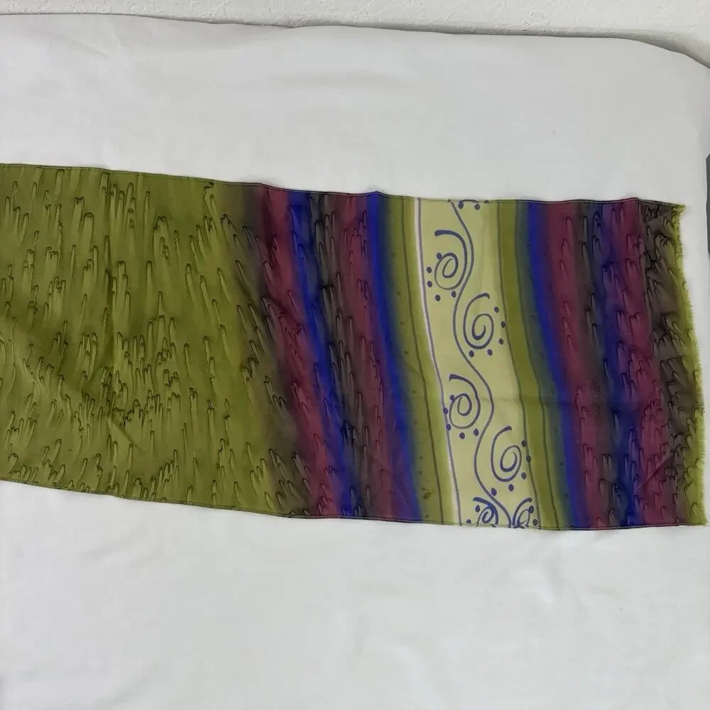 Kriska Signed Silk Rectangular Scarf Dyed Colorful Boho-chic, versatile, stylish
